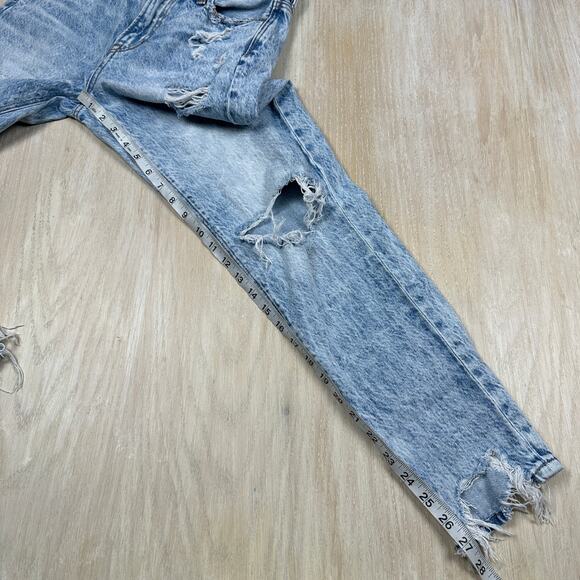 American Eagle Comfort Stretch Waistband Mom Jean Distressed Destroyed Jeans 0 - Picture 11 of 16